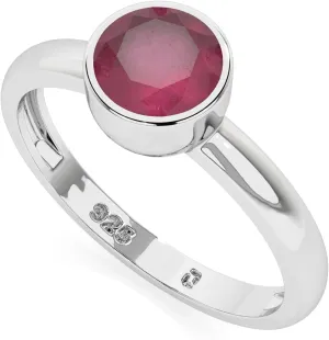 Natural Gemstone Solitaire Rings for Women in Sterling Silver, Birthstone Jewelry Gifts for Her Birthday, Anniversary, Christmas (Bezel-Set, Oval/Pear/Round)