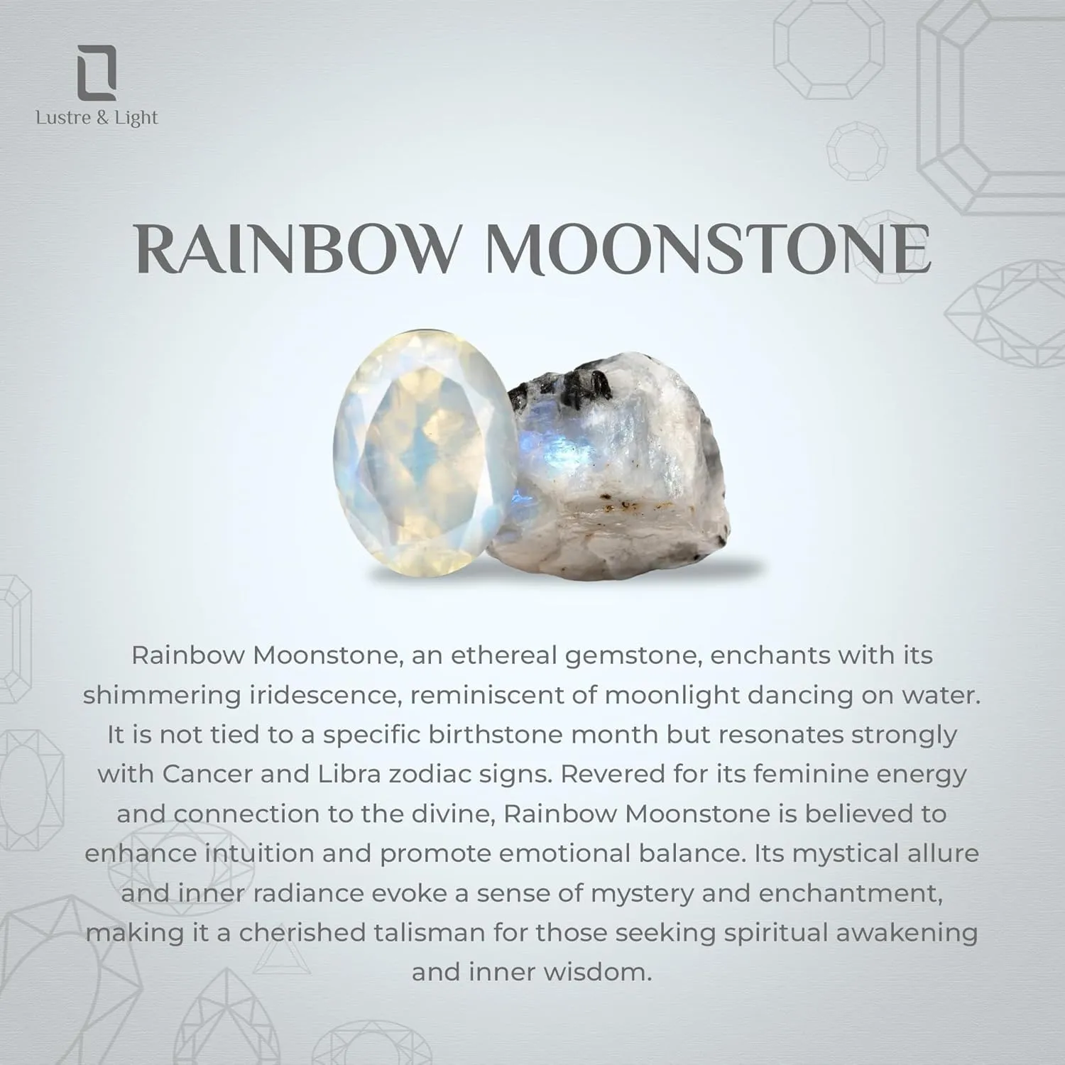 Natural Raw Rainbow Moonstone Solitaire Rings for Women in Sterling Silver, June Birthstone Jewelry Gifts for Her Birthday, Anniversary, Christmas (Bezel-Set)