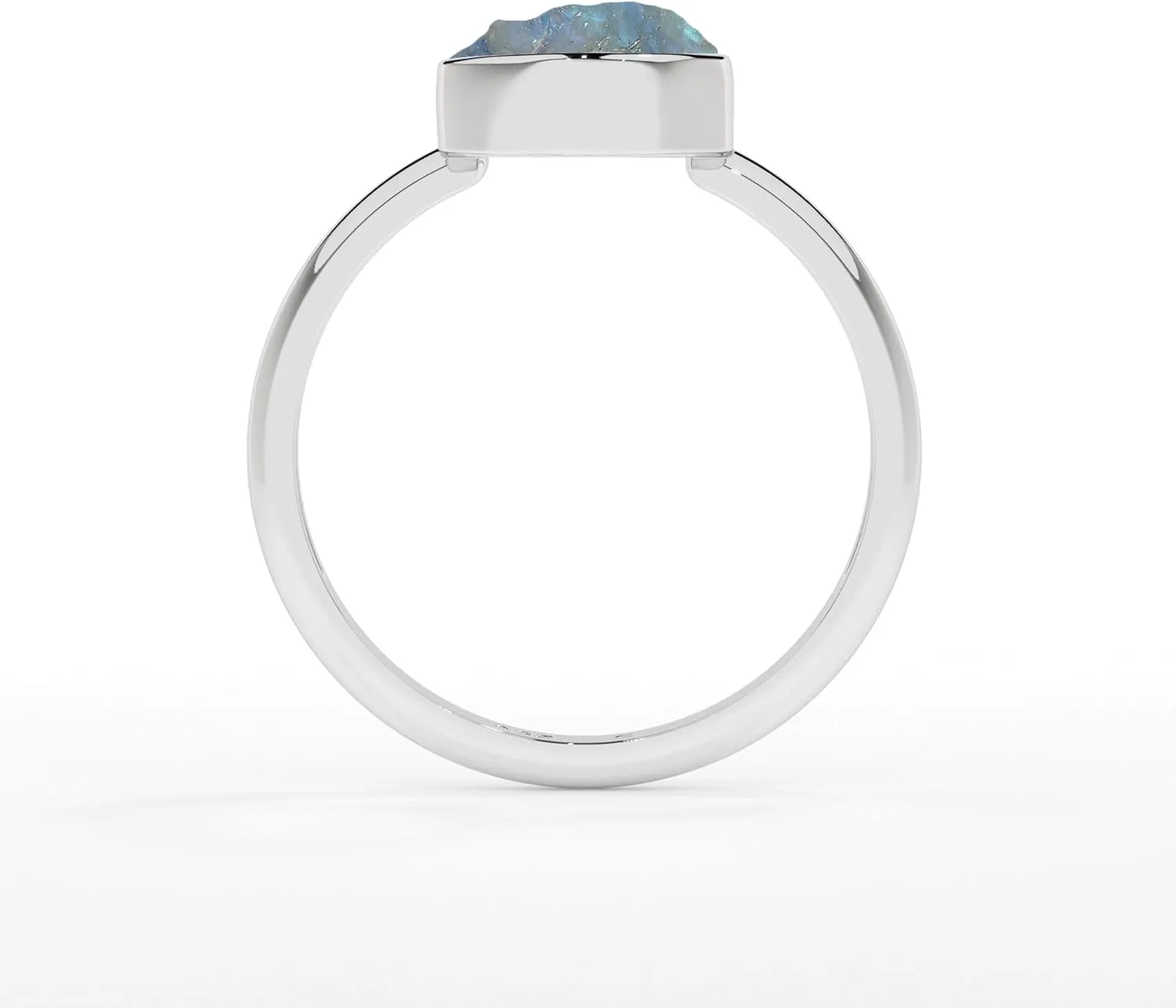 Natural Raw Rainbow Moonstone Solitaire Rings for Women in Sterling Silver, June Birthstone Jewelry Gifts for Her Birthday, Anniversary, Christmas (Bezel-Set)
