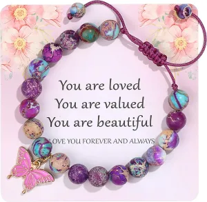 Natural Stone Butterfly Cross Heart Sunflower Pendant Bracelet Suitable for Christmas New Year Valentine'S Day Birthday Bracelet Gifts