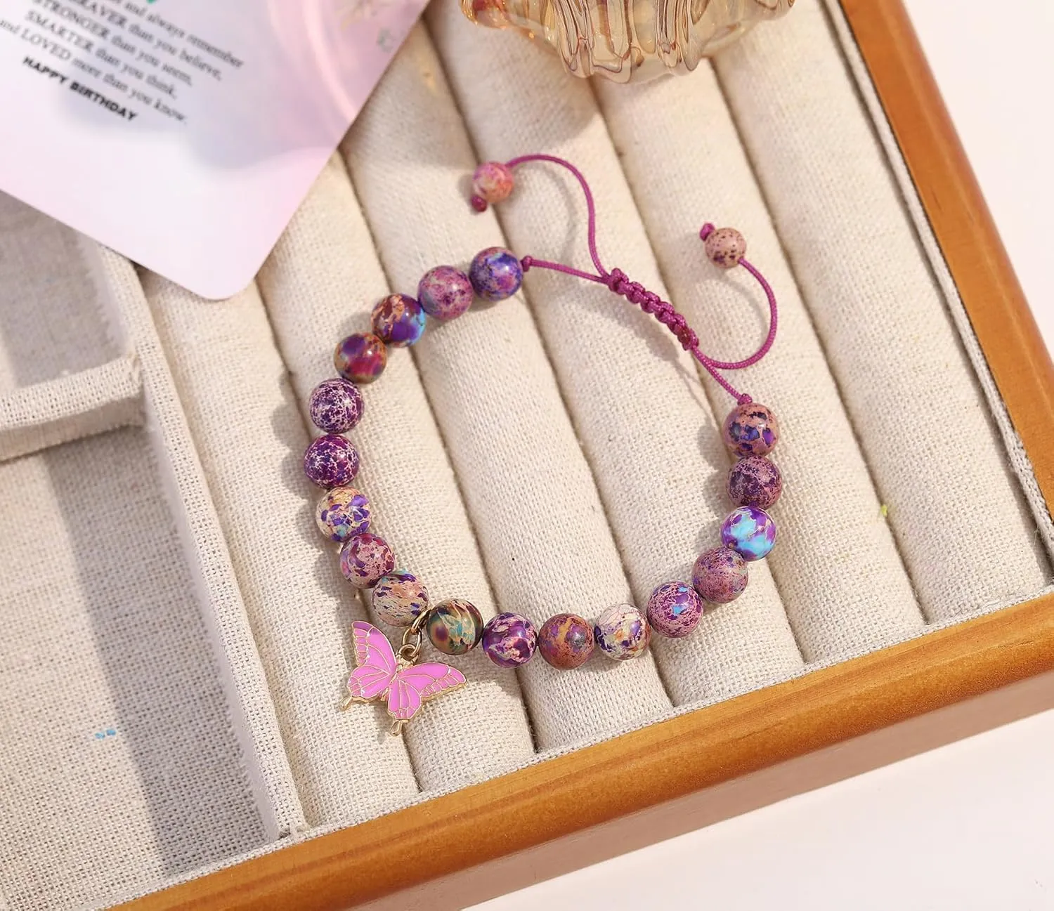 Natural Stone Butterfly Cross Heart Sunflower Pendant Bracelet Suitable for Christmas New Year Valentine'S Day Birthday Bracelet Gifts