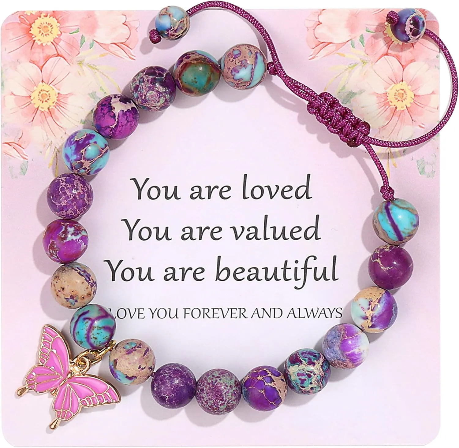 Natural Stone Butterfly Cross Heart Sunflower Pendant Bracelet Suitable for Christmas New Year Valentine'S Day Birthday Bracelet Gifts