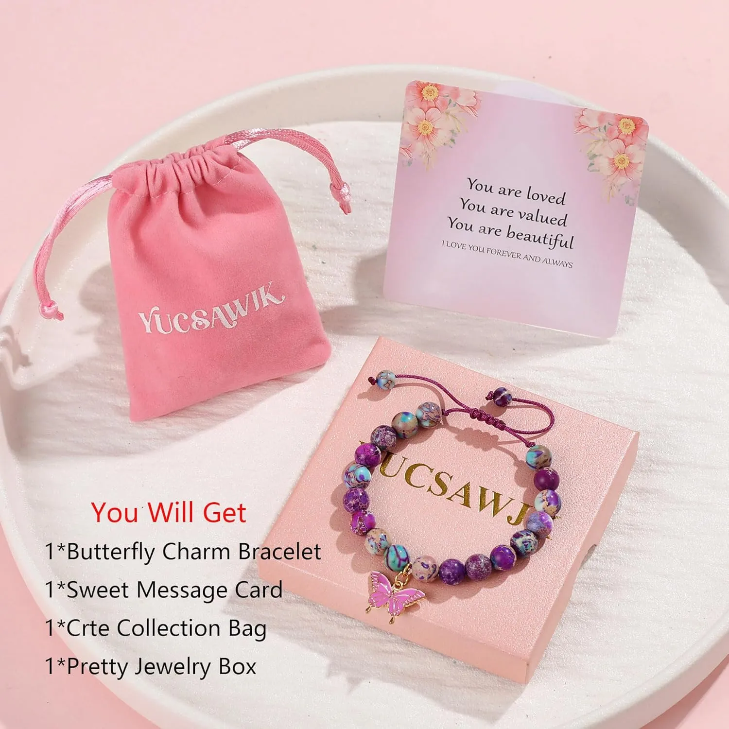 Natural Stone Butterfly Cross Heart Sunflower Pendant Bracelet Suitable for Christmas New Year Valentine'S Day Birthday Bracelet Gifts