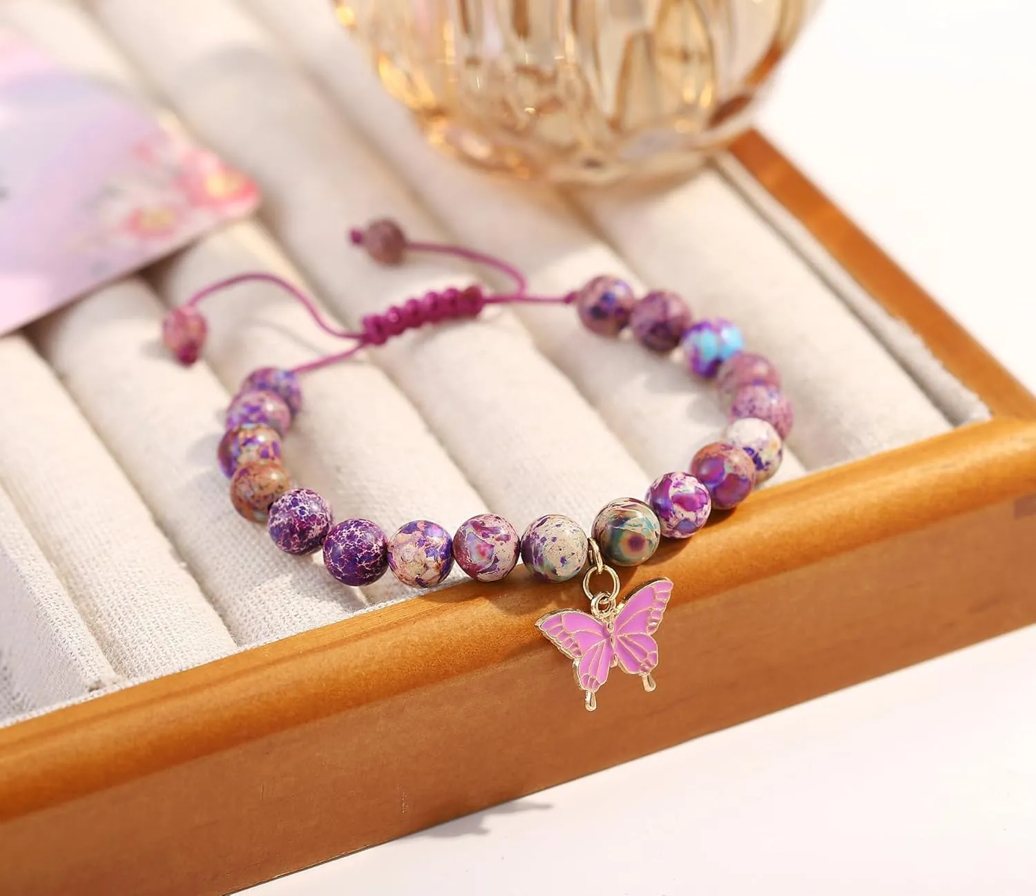 Natural Stone Butterfly Cross Heart Sunflower Pendant Bracelet Suitable for Christmas New Year Valentine'S Day Birthday Bracelet Gifts