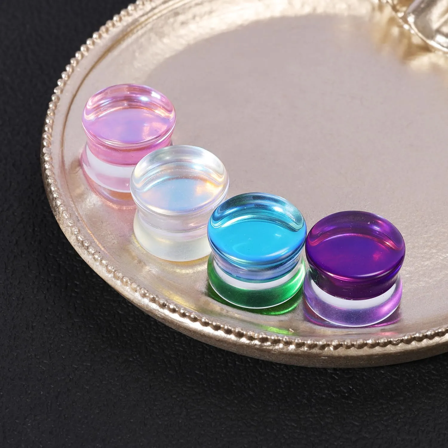 Natural Stone Ear Gauge Double Flare plugs Stretcher Lobe Earring Piercing Jewelry Plug Gauges, Sold as a Pair 6mm-14mm