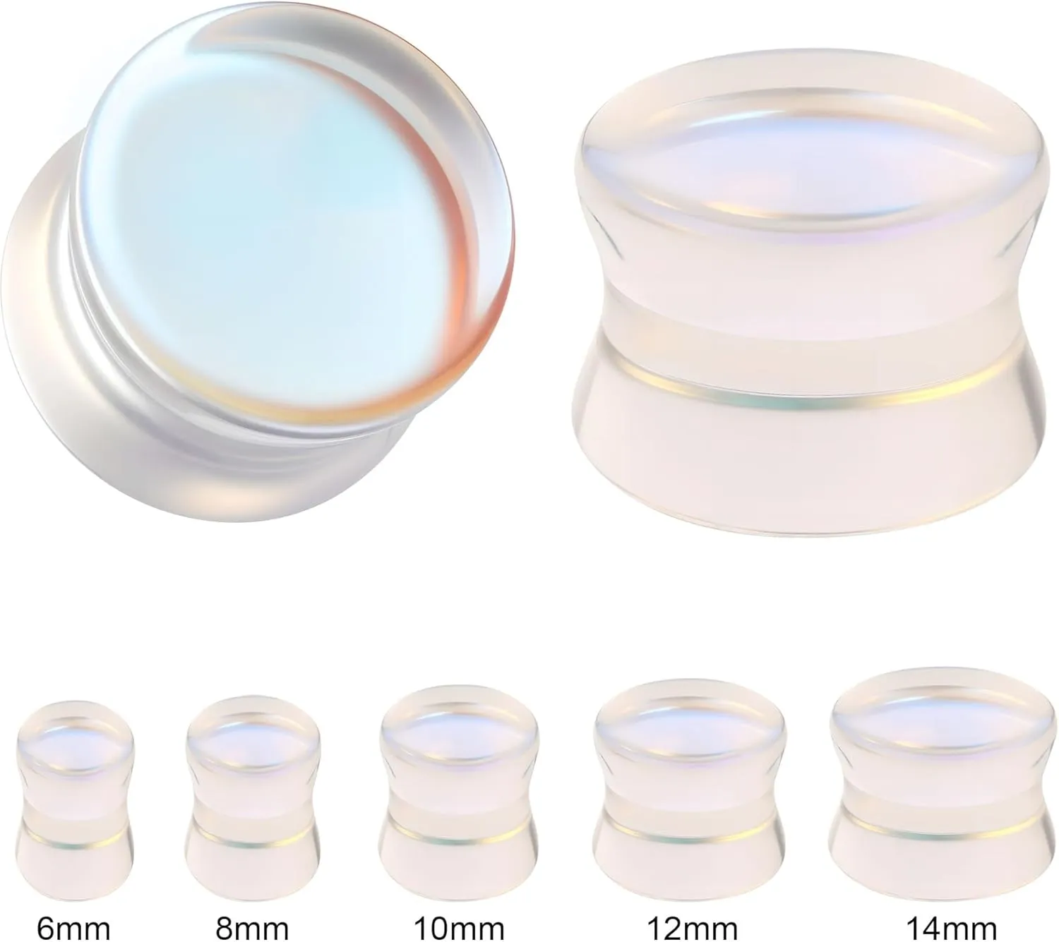Natural Stone Ear Gauge Double Flare plugs Stretcher Lobe Earring Piercing Jewelry Plug Gauges, Sold as a Pair 6mm-14mm
