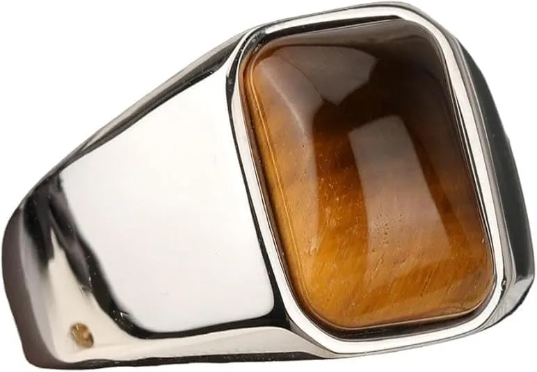 Natural Tiger Eye Ring 925 Sterling Silver Ring Handmade Gemstone Signet Ring for Men Tiger Eye Mens Ring Gift for Him