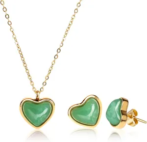Necklace and Earring Sets for Women Gold Jewelry Set Valentines Day Gifts for Women Red Heart Friendship Necklace Fashion Love Women Gifts