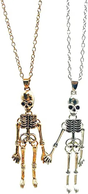 Necklace Punk Goth Skull Necklaces,Matching Necklace for Couples or Best Friends,Best Friend Necklace,Friendship Necklace Gift, 2 Pieces
