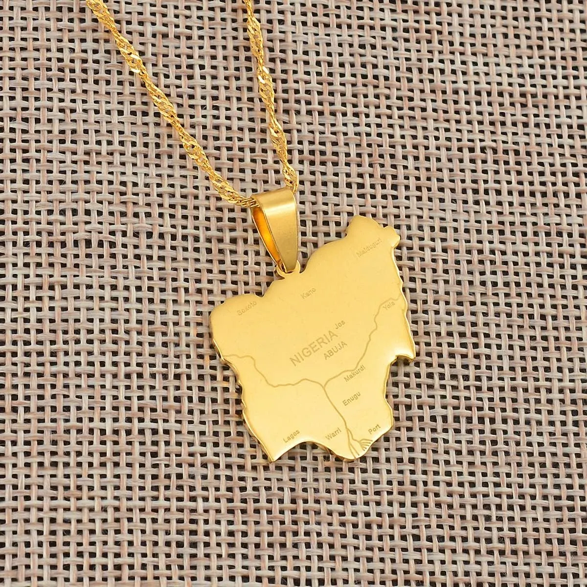 Nigeria Map Pendant Necklace Africa Nigerian Map With City Name Pendant Necklace