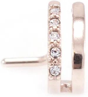 Nose Ring Double Faux Hoop L-Shape with Clear Cz Nose Stud Gauge 18G (1mm), Length: 5/16" (8mm)