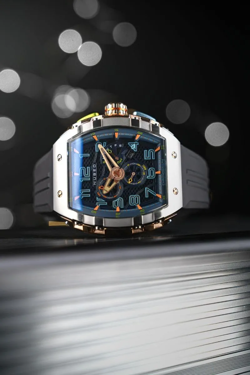 Nubeo Men's 49mm Magellan Retrograde Chrongoraph Watch with Rubber Strap NB-6088