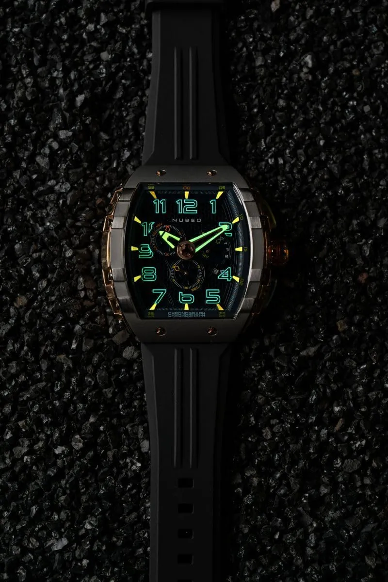 Nubeo Men's 49mm Magellan Retrograde Chrongoraph Watch with Rubber Strap NB-6088
