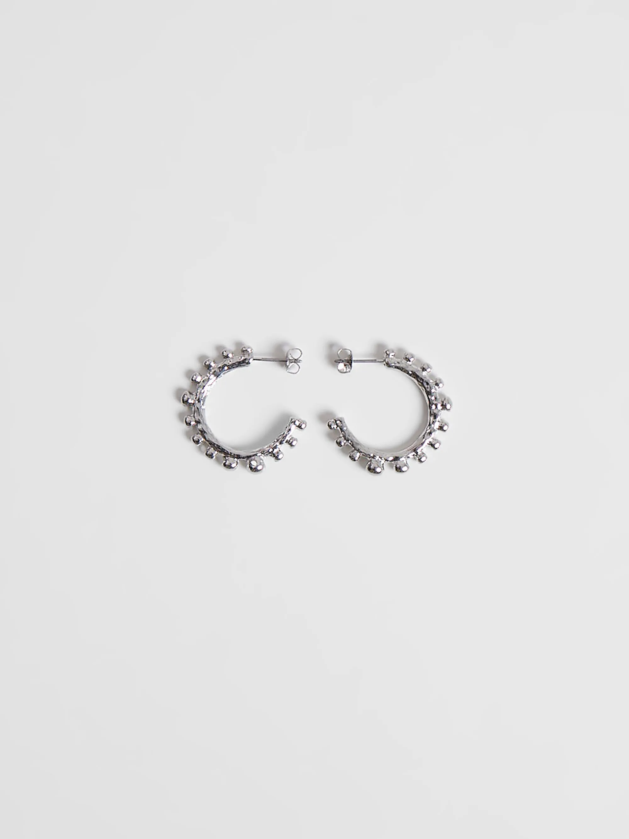 Organic Metal Beaded Hoop Earrings