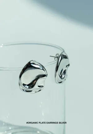 Organic Plate Earrings Silver