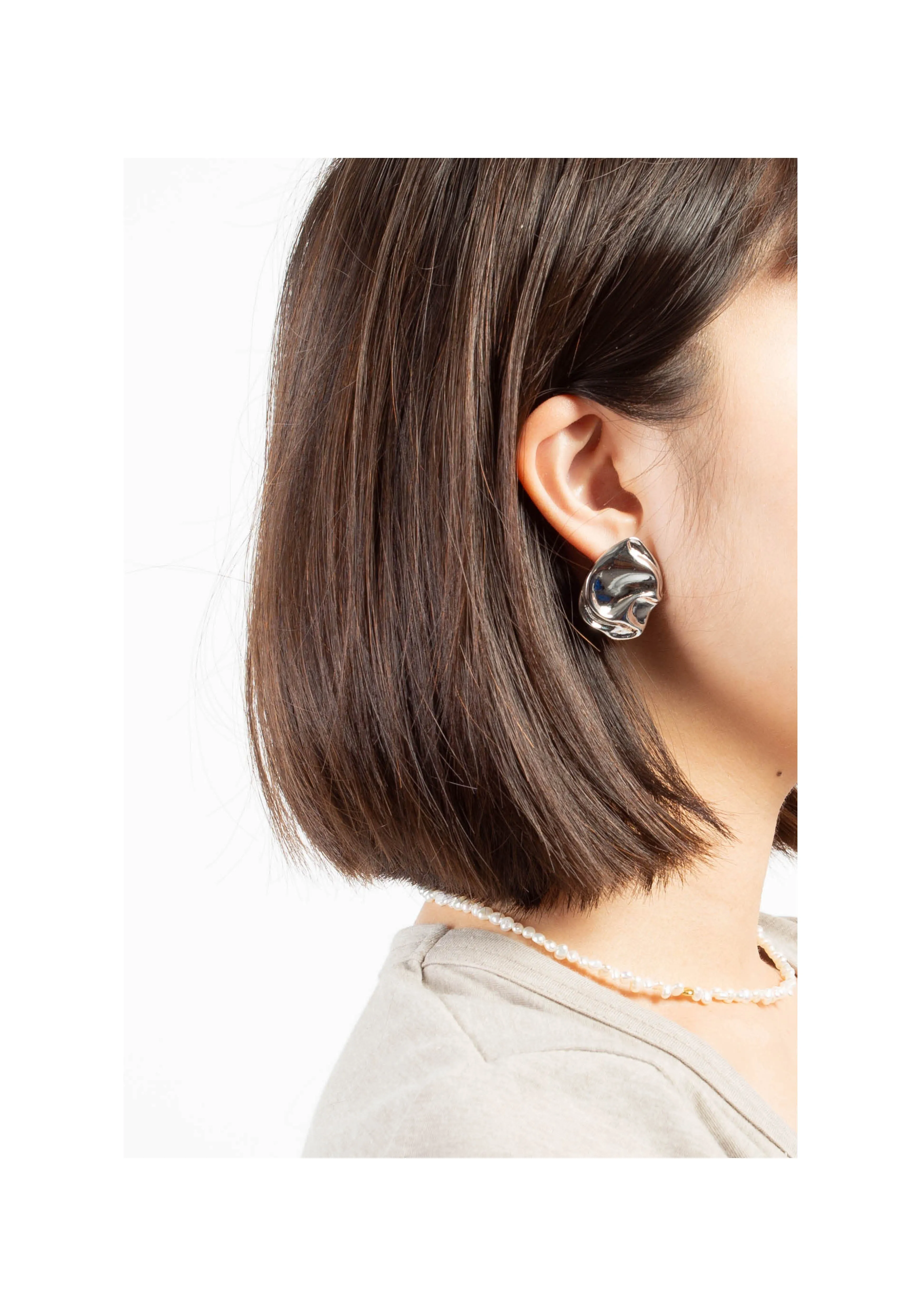 Organic Plate Earrings Silver