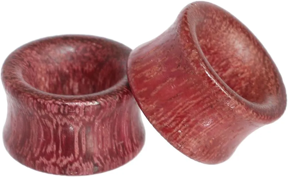 Organic Wood Double Flare Hollow Flesh Tunnel Plug Ear Stretching Kit Gauge 8mm to 20mm