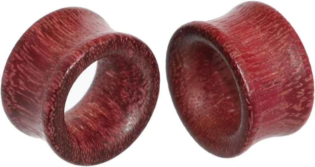 Organic Wood Double Flare Hollow Flesh Tunnel Plug Ear Stretching Kit Gauge 8mm to 20mm