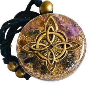 Orgone Celtic Wicca Knot Necklace, Viking Trinity Irish Triqueta Jewelry, Orgonite Pendant Black Tourmaline Crystals Stone Healing, Amulet Women Arte Orgones