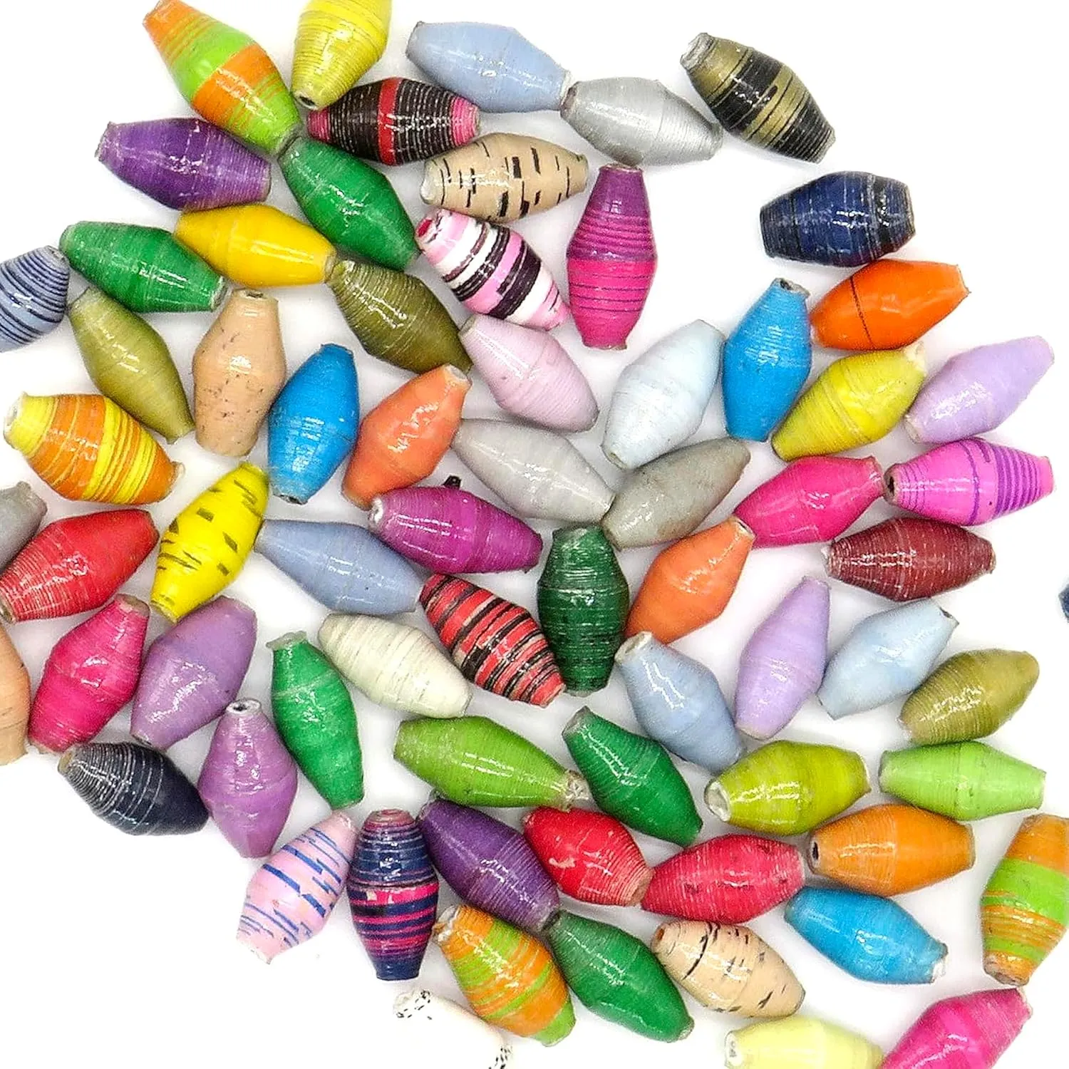 Outreach Uganda Handcrafted Paper Beads for Jewely Making and Crafts - Multi Color Variety Mix - Recycled Paper Beads - Beads for Jewelry and Crafts - Beads for Necklaces and Bracelets (300 Count)