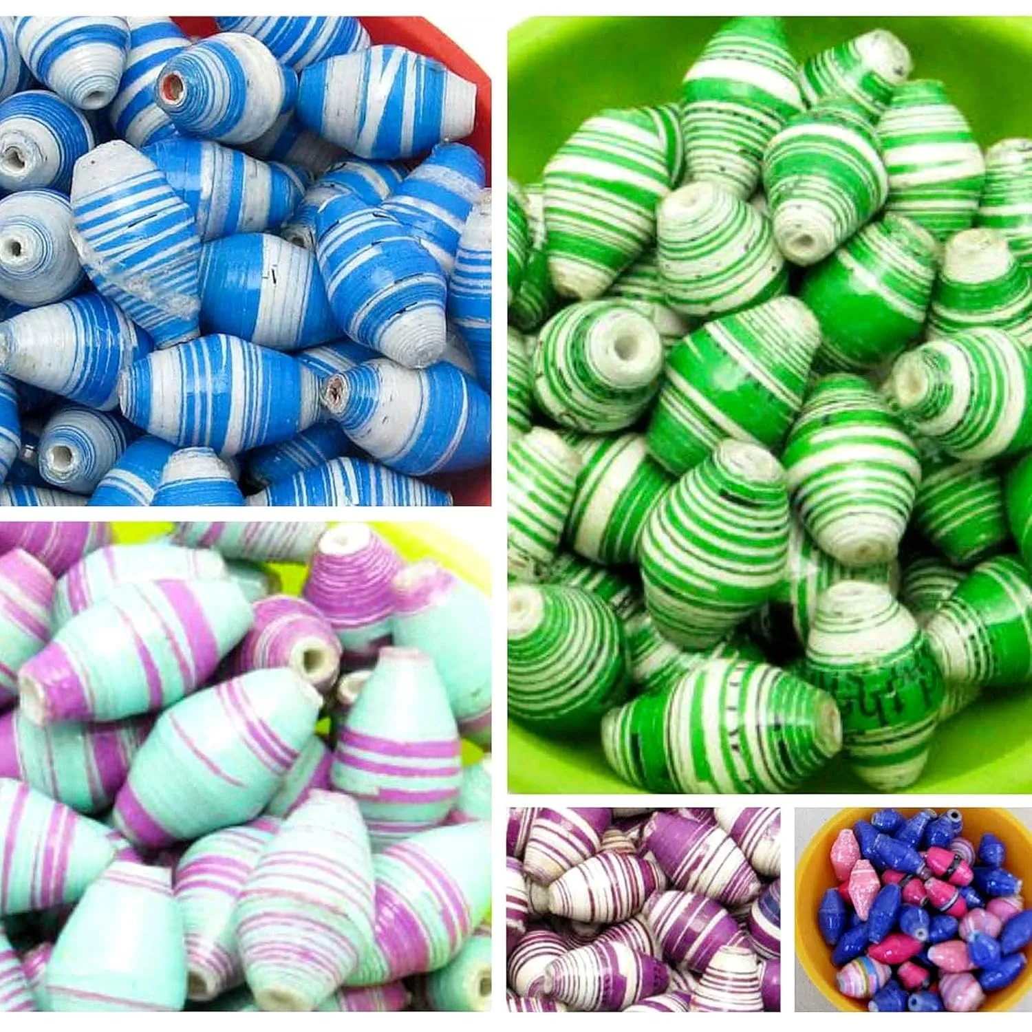 Outreach Uganda Handcrafted Paper Beads for Jewely Making and Crafts - Multi Color Variety Mix - Recycled Paper Beads - Beads for Jewelry and Crafts - Beads for Necklaces and Bracelets (300 Count)