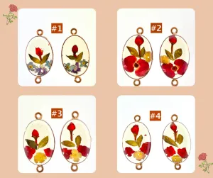 Oval Link Earring Components Flowers in Resin