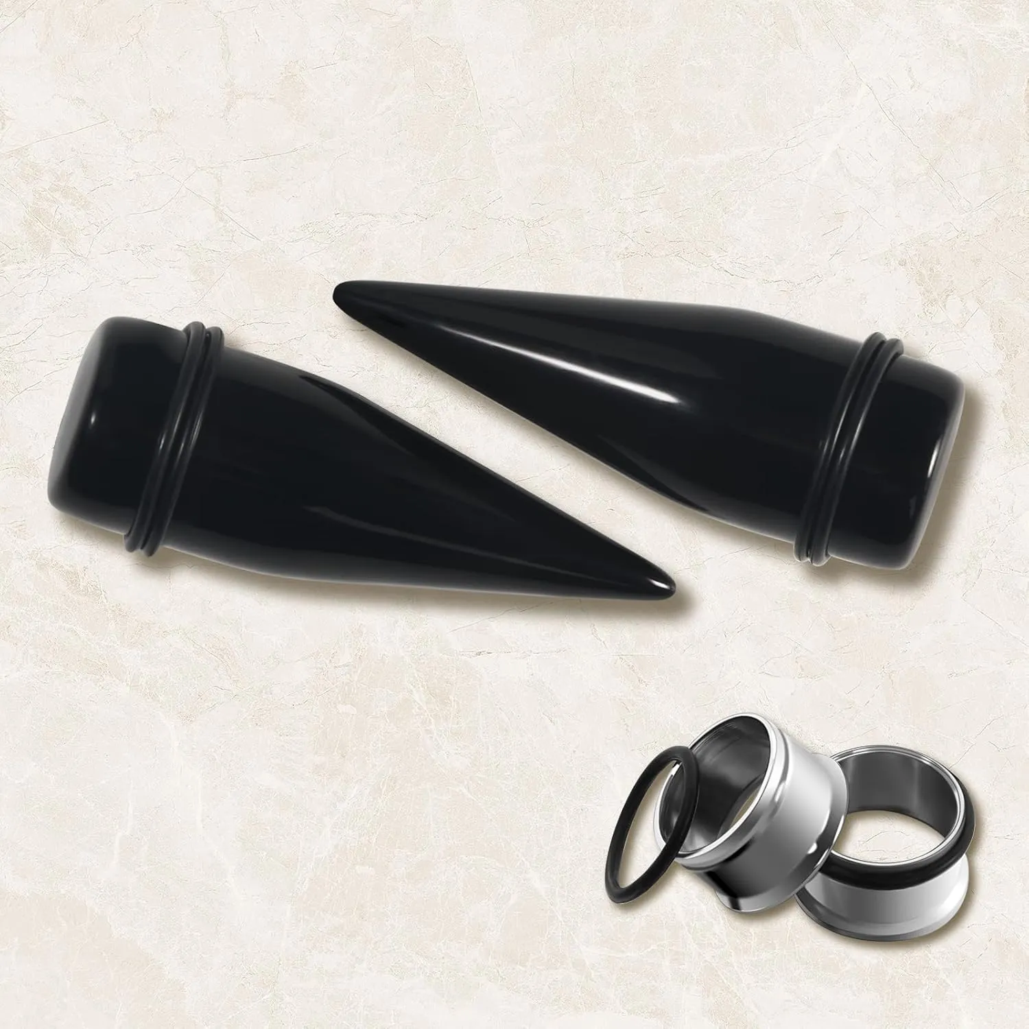 Oyaface 24PC Ear Stretching Kit 00G-13/16 10-20mm Big Gauges -Stainless Steel Single Flare Tunnels Plugs Solid Acrylic Tapers Stretchers Weights Expanders Eyelets