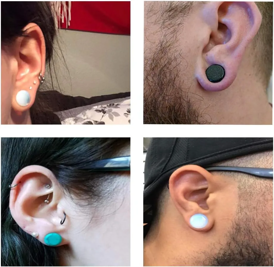 Oyaface Stone Ear Plugs Gauges Set Double Flared Tunnels Expander Stretchers Saddle Earrings Flesh Ear Piercing Jewelry Multicolor 3MM-20MM
