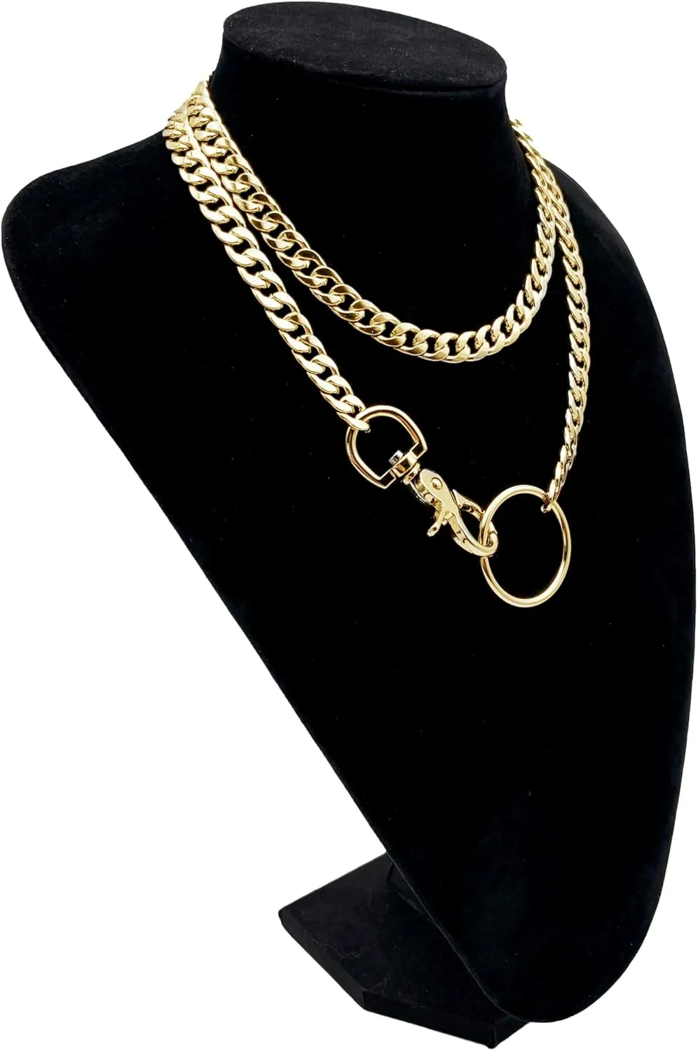 paloli Women's Slip Chain Rainbow Heart O-Ring Chunky Chain Necklace, Rays Cuban Long Layered Jewelry, Adjustable Lariat Y-Necklace Heart Loop Choker
