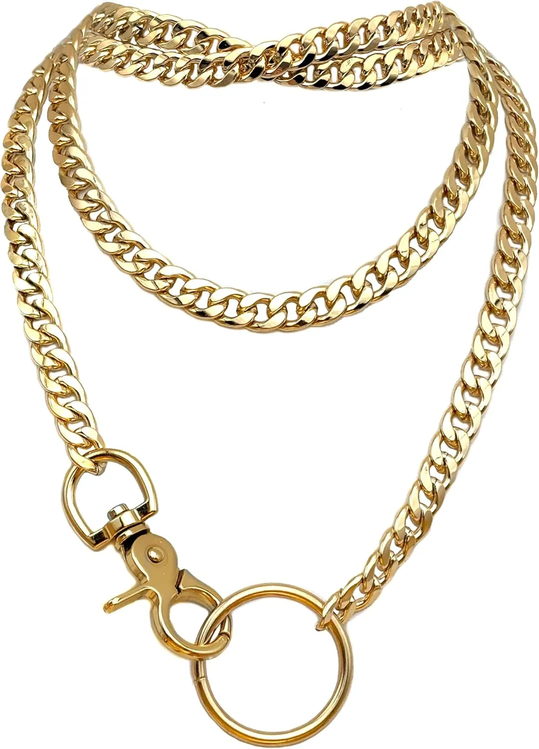 paloli Women's Slip Chain Rainbow Heart O-Ring Chunky Chain Necklace, Rays Cuban Long Layered Jewelry, Adjustable Lariat Y-Necklace Heart Loop Choker