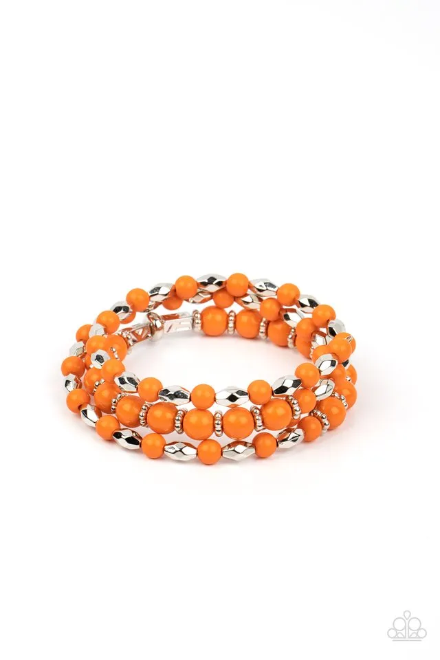 Paparazzi Bracelet ~ Colorfully Coiled - Orange