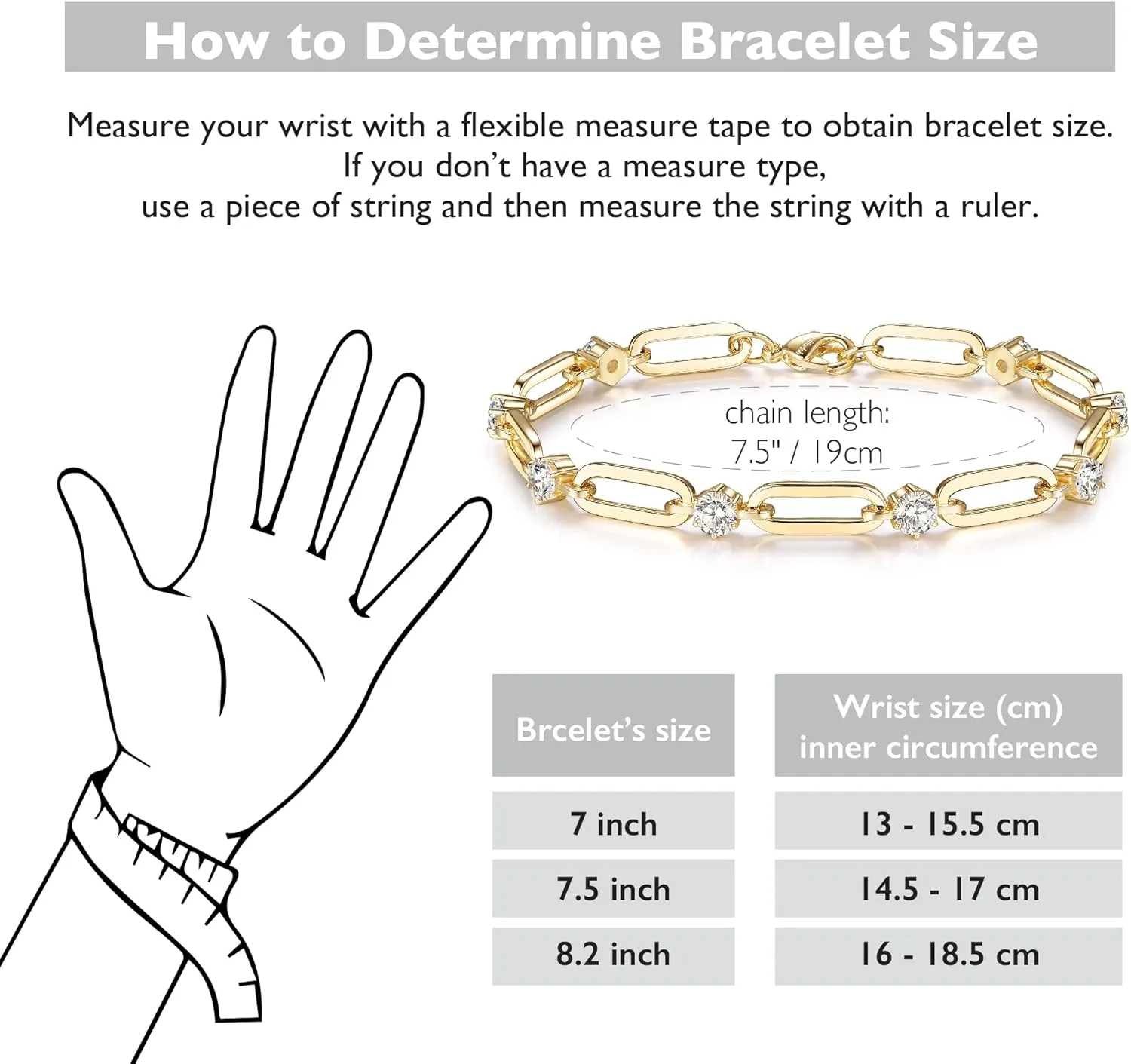 Paperclip Bracelet for Women Couple Bracelets with CZ Chain Strand Jewelry Gift for Girls