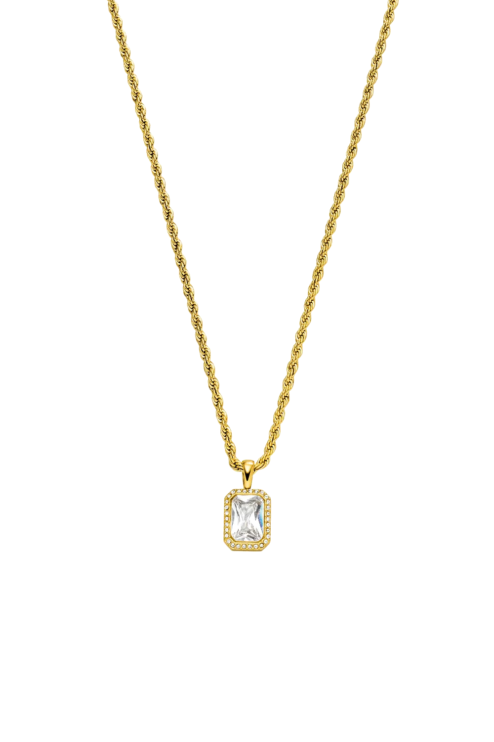 Pavé Emerald Necklace 14K Gold Plated