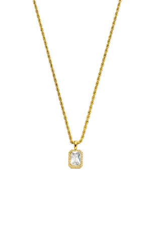 Pavé Emerald Necklace 14K Gold Plated