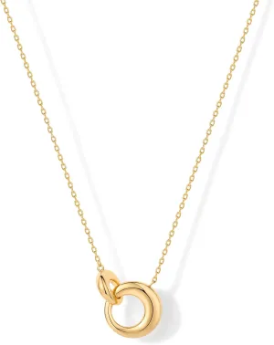 PAVOI 14K Gold Plated Dainty Interlock Pendant Necklace for Women | Circle Link Pendant Necklaces