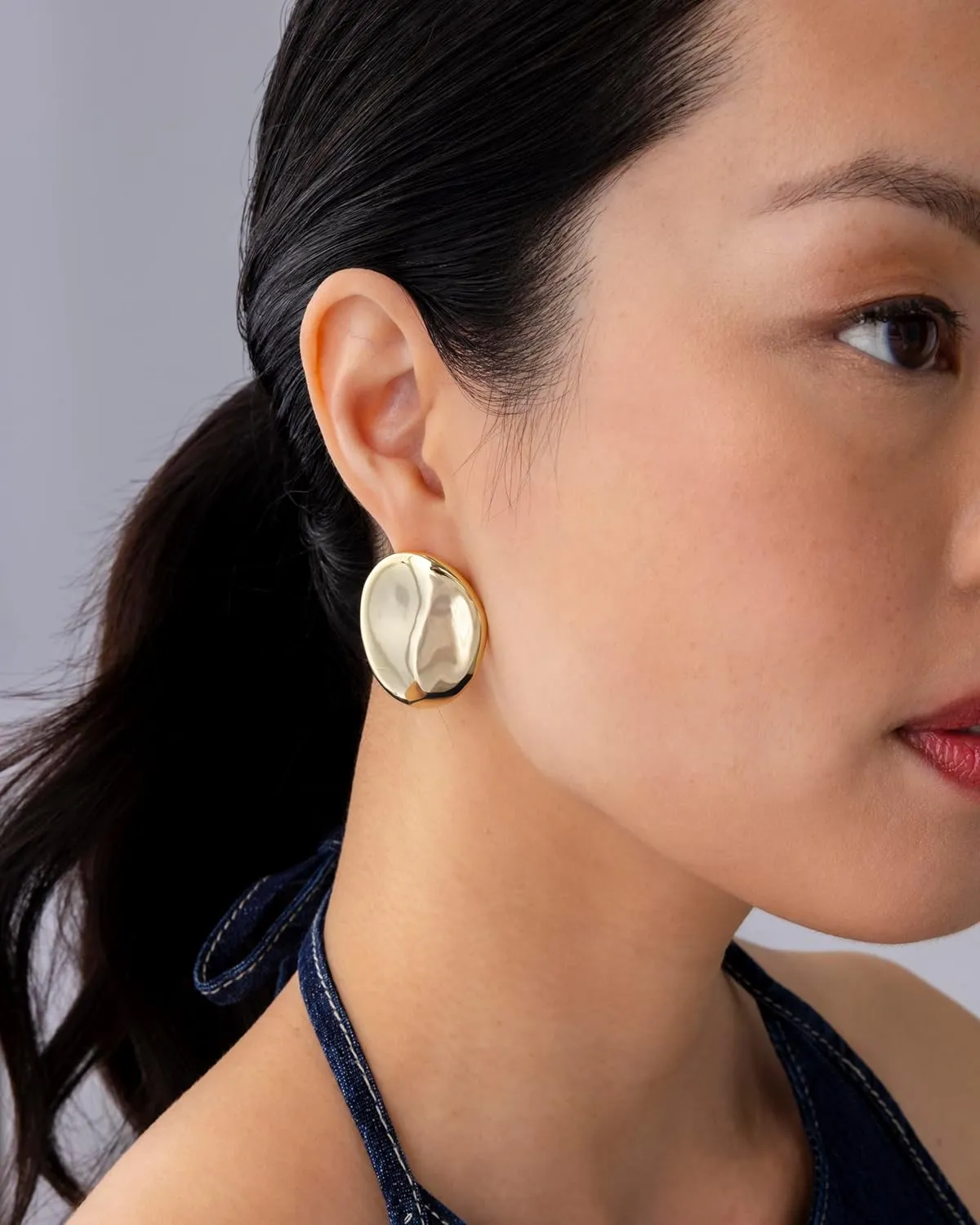 PAVOI 14K Gold Plated Sterling Silver Posts Chunky Vintage Organic Hammered Brushed and Textured Geometric Earrings for Women | Statement Earring Pair