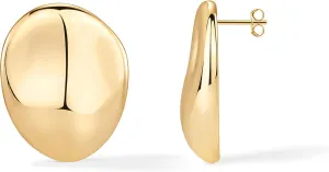 PAVOI 14K Gold Plated Sterling Silver Posts Chunky Vintage Organic Hammered Brushed and Textured Geometric Earrings for Women | Statement Earring Pair