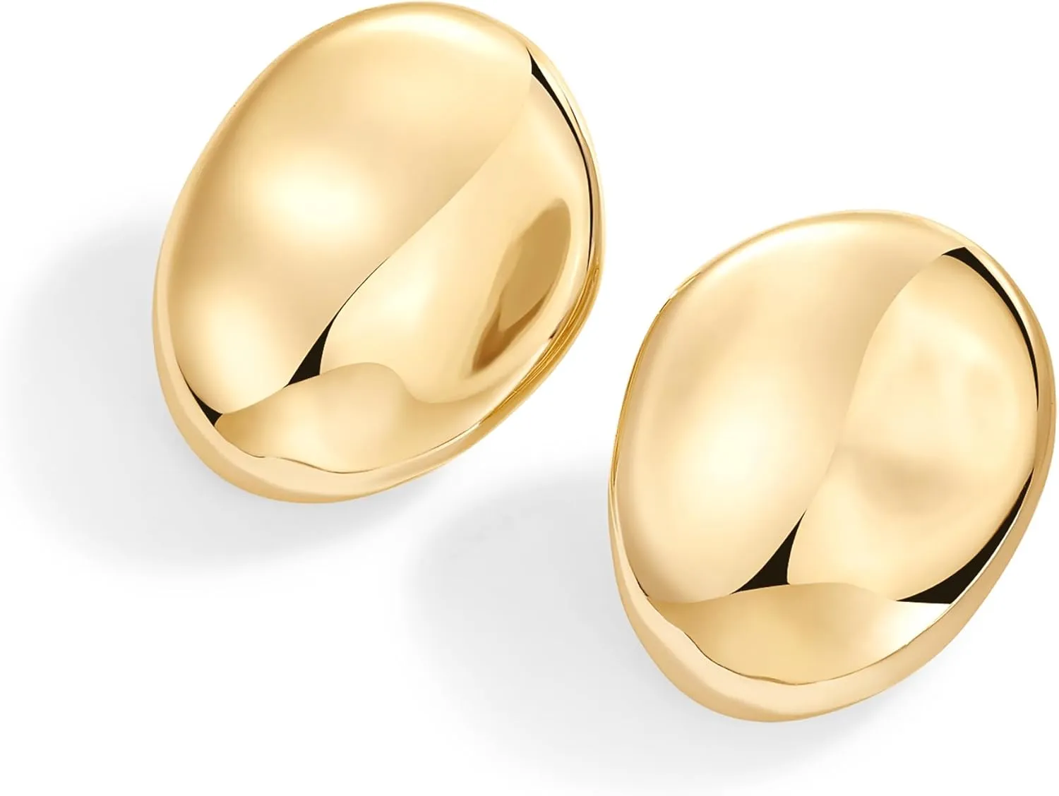 PAVOI 14K Gold Plated Sterling Silver Posts Chunky Vintage Organic Hammered Brushed and Textured Geometric Earrings for Women | Statement Earring Pair