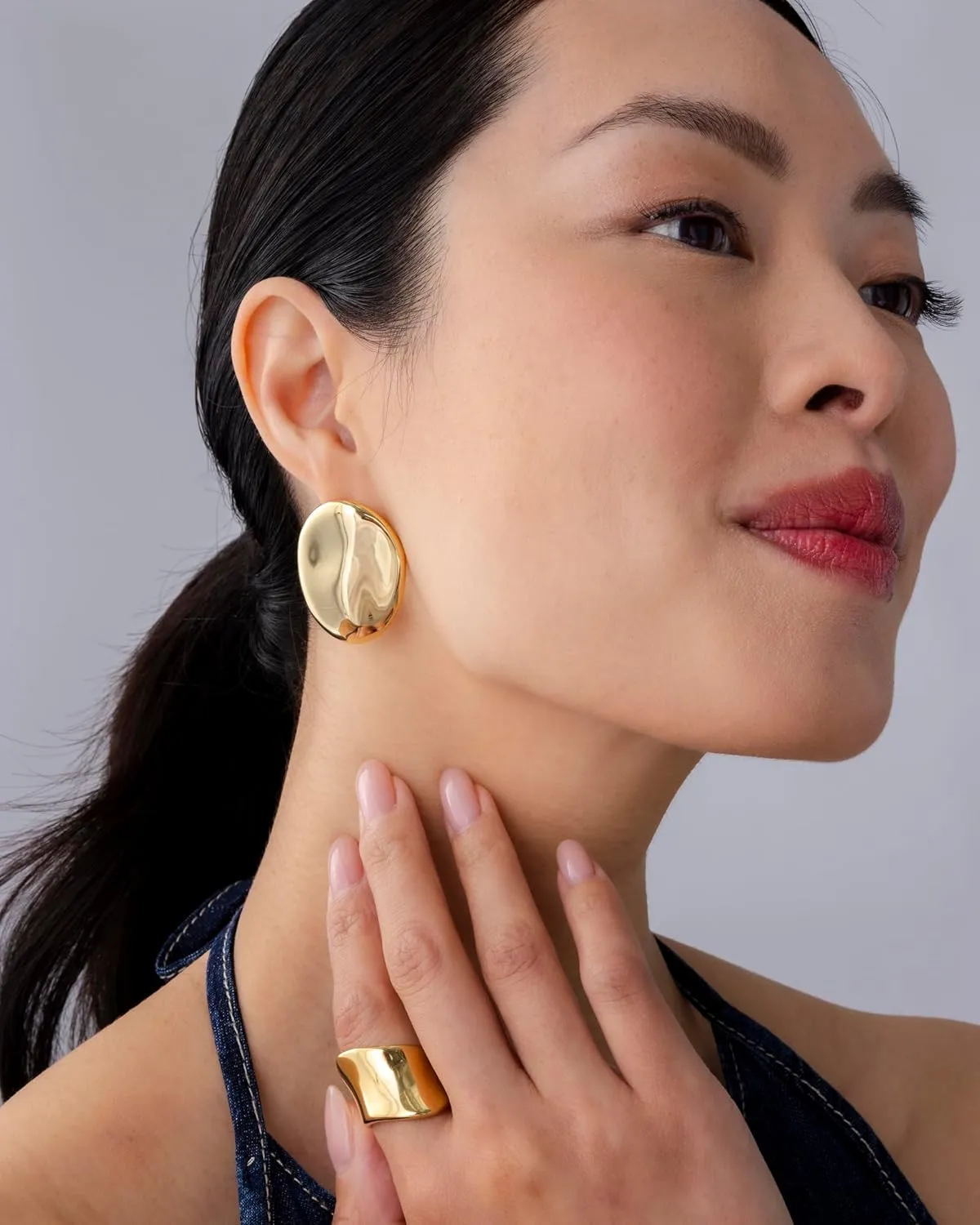 PAVOI 14K Gold Plated Sterling Silver Posts Chunky Vintage Organic Hammered Brushed and Textured Geometric Earrings for Women | Statement Earring Pair