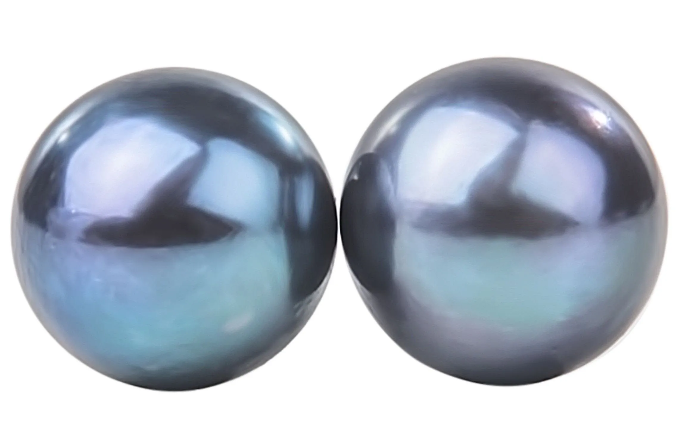 Peacock Blue Freshwater Pearl Stud Earrings Sterling Silver 10mm