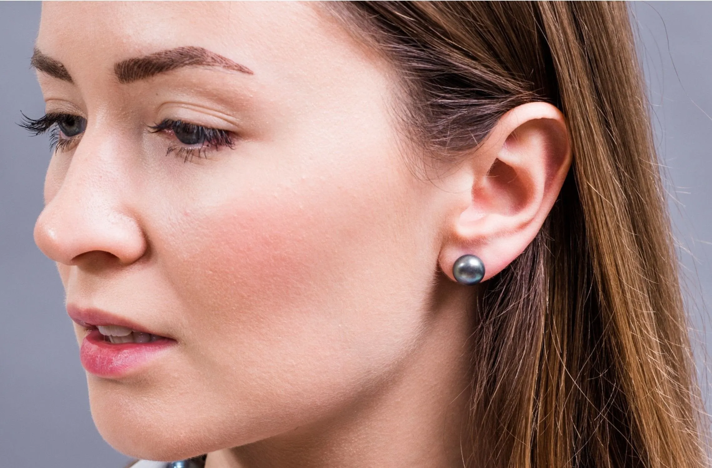 Peacock Blue Freshwater Pearl Stud Earrings Sterling Silver 10mm
