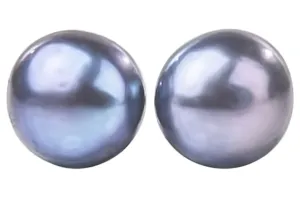Peacock Blue Freshwater Pearl Stud Earrings Sterling Silver 5mm