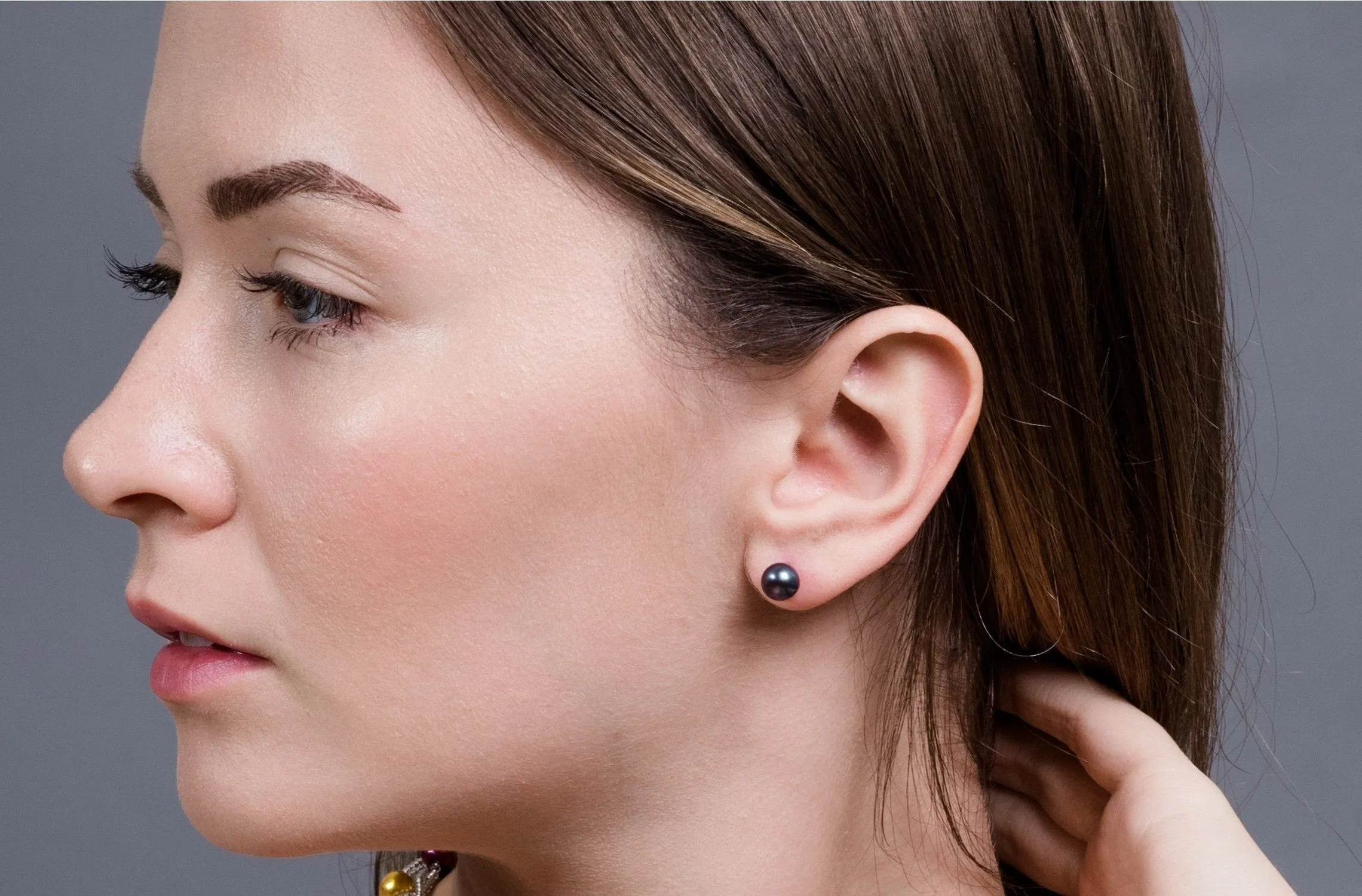 Peacock Blue Freshwater Pearl Stud Earrings Sterling Silver 8mm