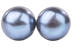 Peacock Blue Freshwater Pearl Stud Earrings Sterling Silver 8mm