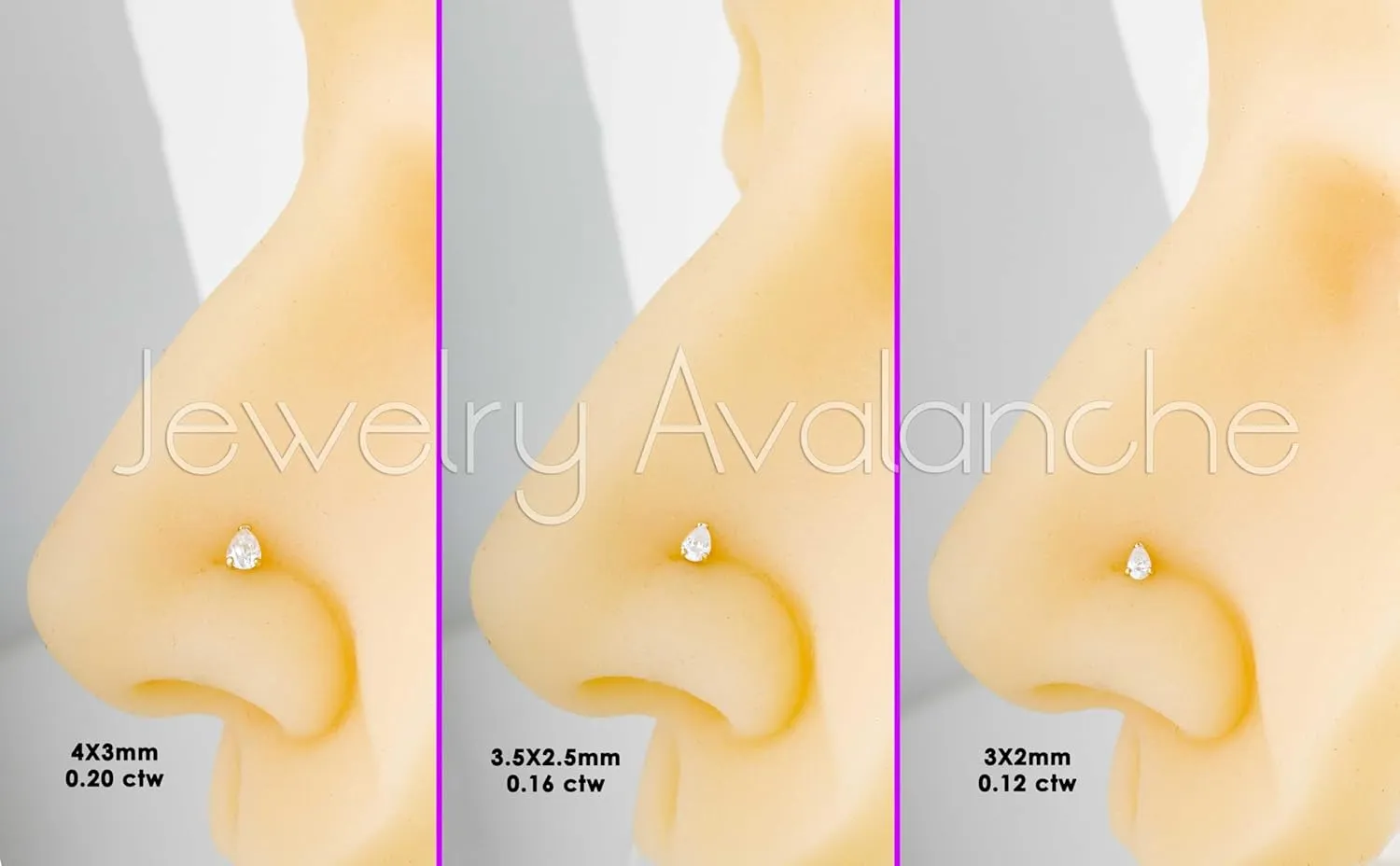 Pear Shape Moissanite 14K Gold Nose Screw Stud 22G Screw-end Nose Ring Stud V-prong set Teardrop Gemstone Unisex Stud