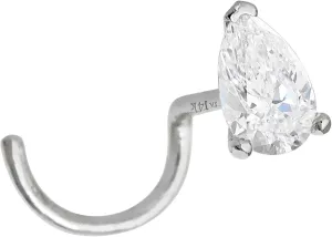 Pear Shape Moissanite 14K Gold Nose Screw Stud 22G Screw-end Nose Ring Stud V-prong set Teardrop Gemstone Unisex Stud
