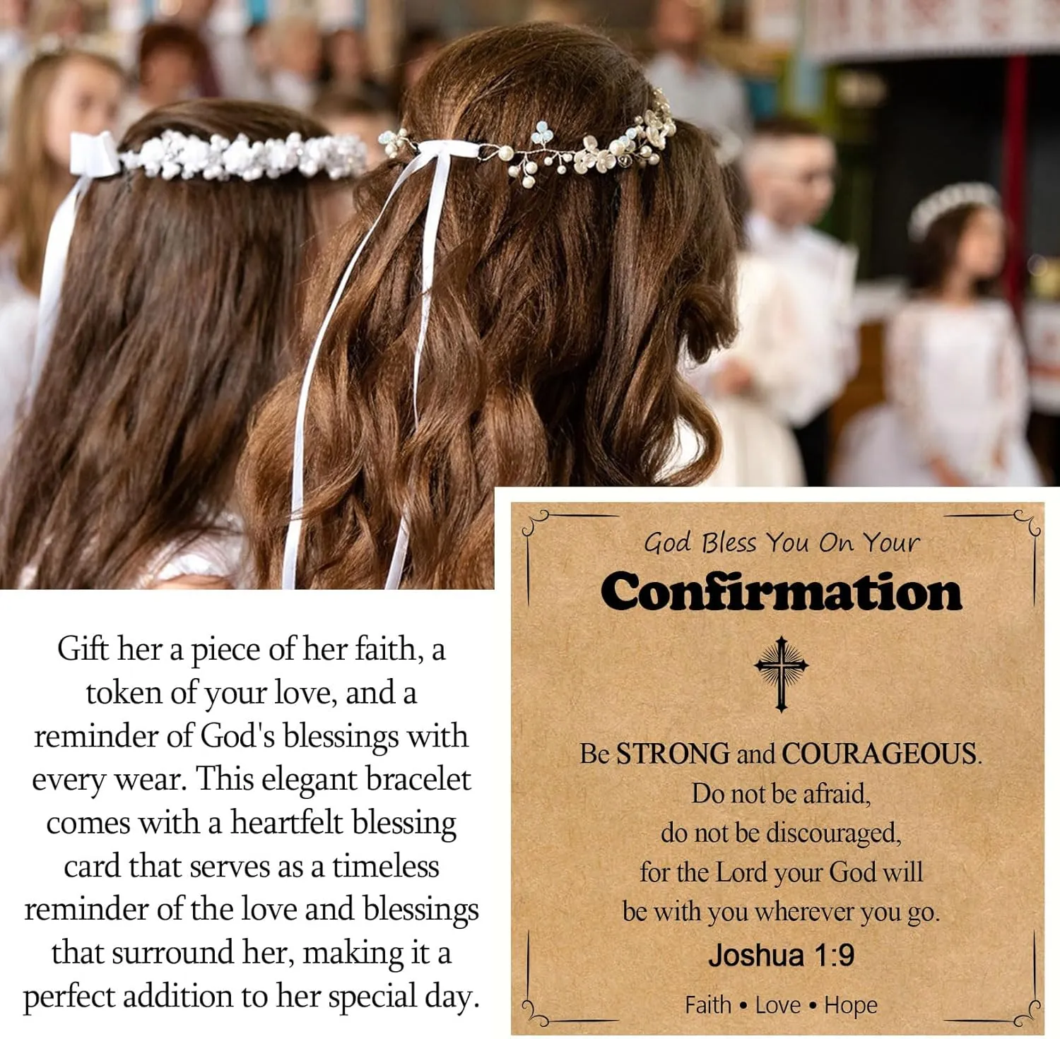 Pearl Cross Charm Bracelet for Girls, Baptism First Communion Easter Confirmation Gifts for Teens Girls Kids, Catholic Religious Christian Jewelry for Teens Goddaughter