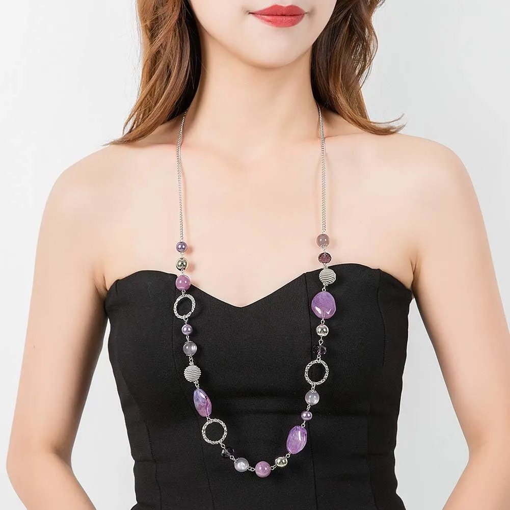PEARL&CLUB Long Beaded Necklaces For Women - Sweater Chain Fashion Jewelry Necklace Gifts For Women