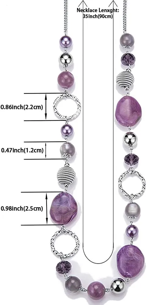 PEARL&CLUB Long Beaded Necklaces For Women - Sweater Chain Fashion Jewelry Necklace Gifts For Women