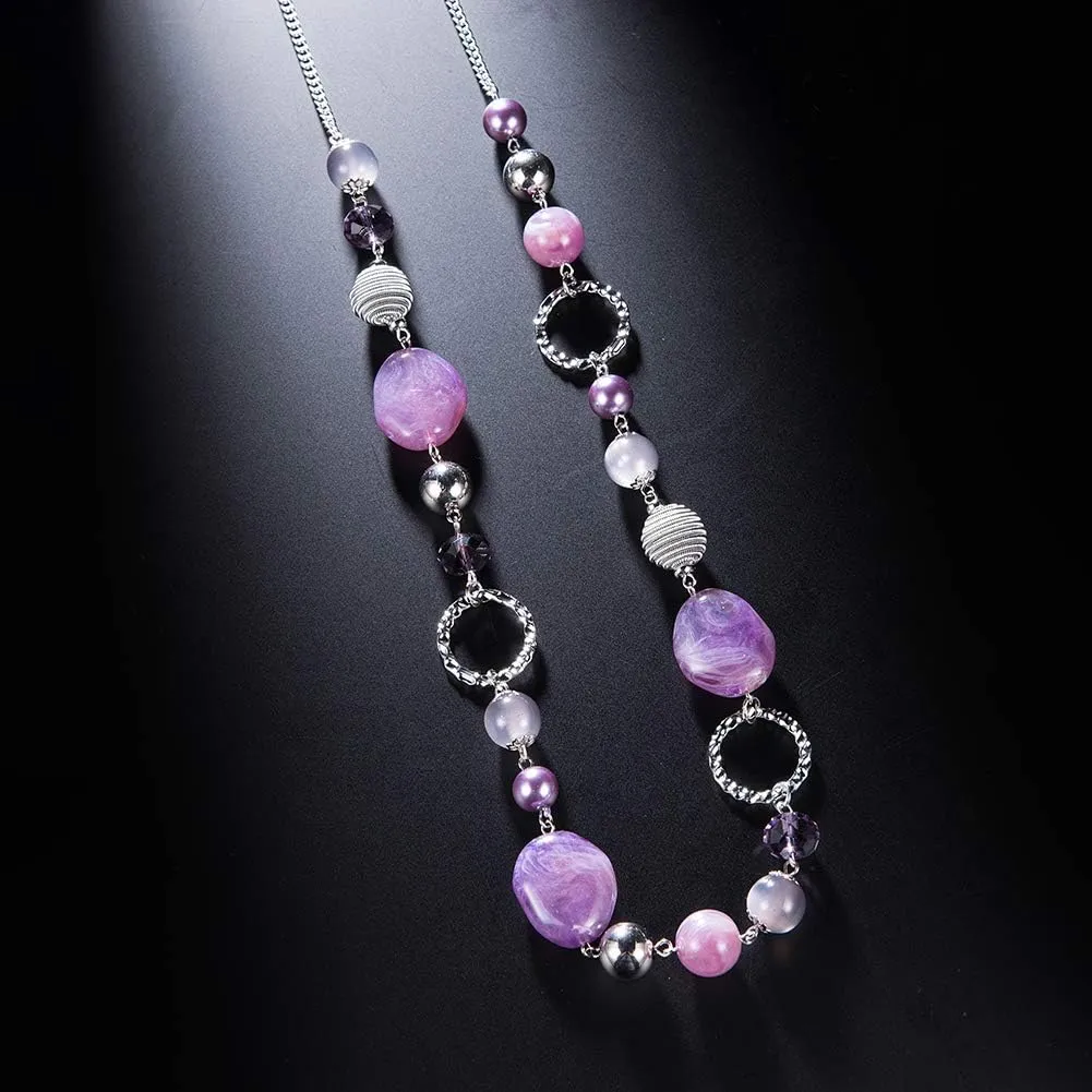 PEARL&CLUB Long Beaded Necklaces For Women - Sweater Chain Fashion Jewelry Necklace Gifts For Women